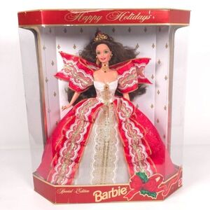 1997 Barbie‎ Happy Holidays Doll Special Edition 10th Anniversary Hallmark 17832